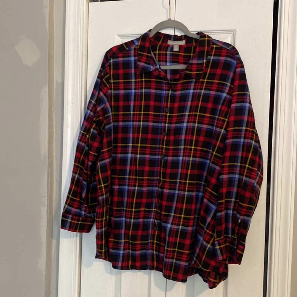 Woman Within Long Sleeves Plaid Top